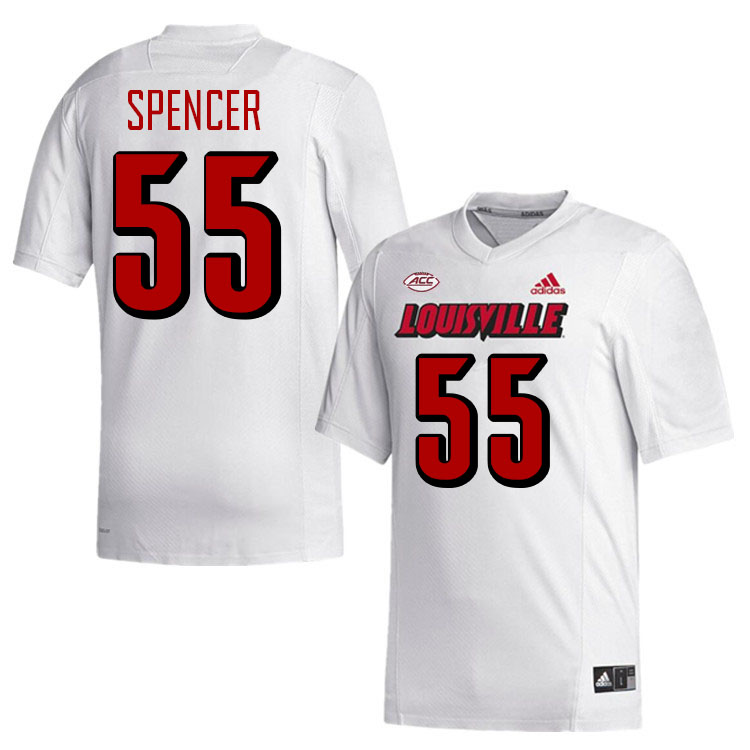 Men #55 William Spencer Louisville Cardinals College Football Jerseys Stitched-White